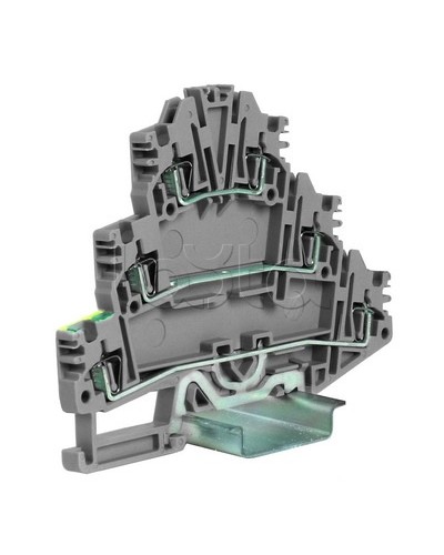 Зажим трех-уровневый c заземлением на нижнем уровне 2,5 кв.мм, серый DKC ZHL500GR в Балашихе Держатели, клипсы, скобы Pintop.ru