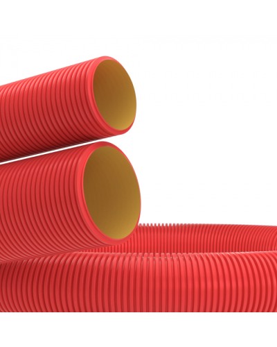 Труба гибкая двустен. 75 мм с протяжкой красная (72 м) DKC (12197572) в Балашихе Труба гофрированная Pintop.ru