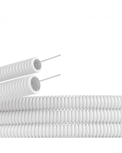 Труба ПЛЛ гибкая гофр. не содержит галогенов д.20мм, ПВ-0, с протяжкой,100м, цвет белый DKC (81820) в Балашихе Труба гофрированная Pintop.ru