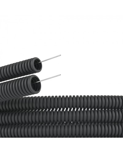 Труба ПВХ гибкая гофрированная. д.20мм, лёгкая с протяжкой, цвет черный (100 м) DKC (91920B) в Балашихе Труба гофрированная Pintop.ru