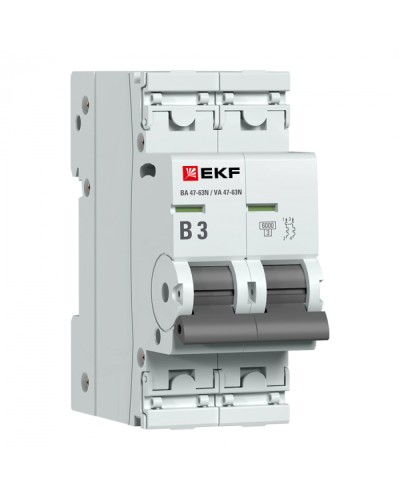 Автоматический выключатель 2P 3А (B) 6кА ВА 47-63N EKF PROxima (M636203B) в Балашихе Электротехническое оборудование Pintop.ru