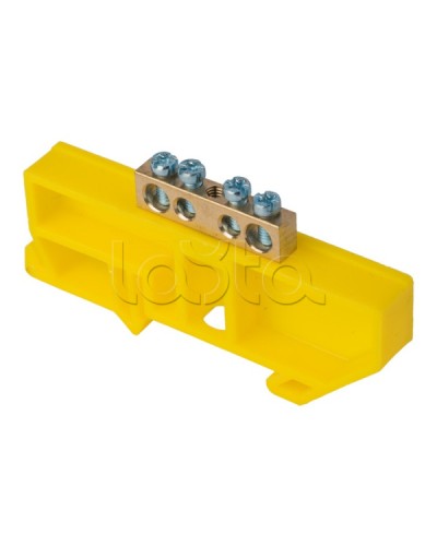 Шина 0 N (6х9мм) 4 отверстия латунь желтый изолятор на DIN-рейку EKF PROxima (sn0-63-04-dz) в Балашихе Аксессуары для стоек и шкафов Pintop.ru