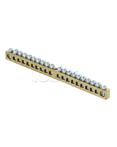 Шина PEN ноль-земля (6х9мм) 20 отверстий латунь крепеж по центру EKF PROxima (sn0-63-20) в Балашихе Аксессуары для стоек и шкафов Pintop.ru