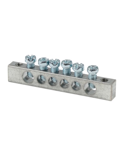 Шина PEN ноль-земля (6x9мм) 6 отв. цинк крепеж по краям EKF (sn1-63-06-k) в Балашихе Аксессуары для стоек и шкафов Pintop.ru