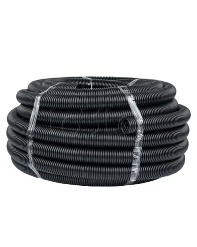 Труба гофр. ПНД тяжелая с протяжкой d50 мм (20 м) черная EKF-Plast (tpnd-50-t) в Балашихе Труба гофрированная Pintop.ru