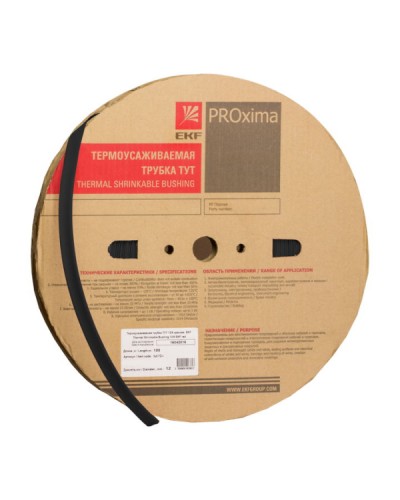 Трубка термоусаживаемая ТУТ 6/3 черная (100м) EKF (tut-6-b) в Балашихе Аксессуары для кабель-канала Pintop.ru