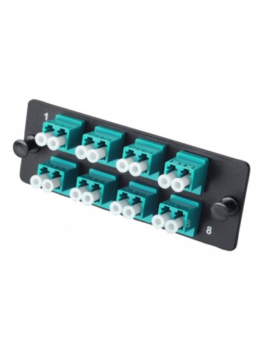 Комплект планка Q-SLOT с 8 адаптерами дуплекс LC OM3, монтажные шнуры, КДЗС Eurolan (38M-30-2L-08BL) в Балашихе Кроссы оптические Pintop.ru