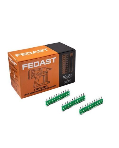 Гвозди 3.0*25 мм усиленные для монтажного пистолета (1000 шт/уп) FEDAST fd3025eg в Балашихе Крепеж: Дюбели, шурупы, саморезы Pintop.ru