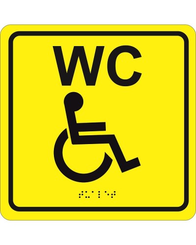 Табличка тактильная Hostcall MP-010Y3Туалет для инвалидов (200x200мм) желтый в Балашихе Система оповещения и трансляции Hostcall Pintop.ru