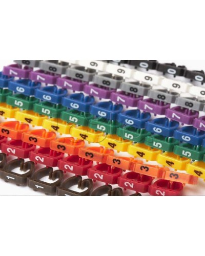 Маркеры (клипсы) на кабель, защелкивающиеся D 6-7мм, 0-9, 10 цветов (100 шт) Hyperline MA-67-R в Балашихе Держатели, клипсы, скобы Pintop.ru