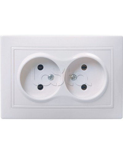 Розетка РС12-2-КБ двухместная без заземляющего контакта без защитной шторки «Кварта», 2 модуля IEK ERK23-K01-10-DM в Балашихе Аксессуары для кабель-канала Pintop.ru