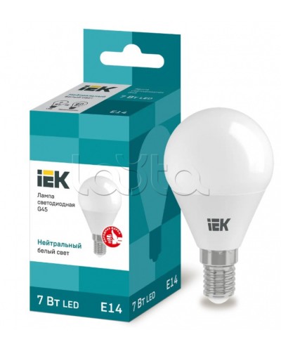 Лампа светодиодная LED 7вт E14 белый матовый шар ECO IEK (LLE-G45-7-230-40-E14) в Балашихе Источники света(Лампы) Pintop.ru