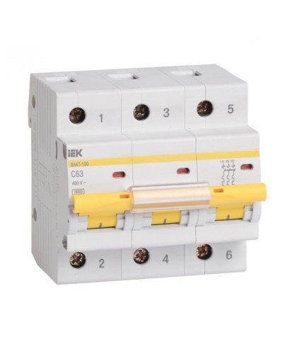 Выключатель автоматический 3P 32A (тип C) IEK ВА47-100 3P 32А (MVA40-3-032-C) в Балашихе Электротехническое оборудование Pintop.ru