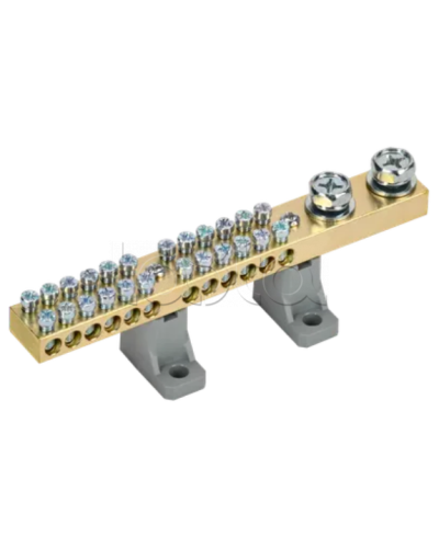 Шина N ноль на двух угл. изол. 200А ШНИ-10х18-24-L2-С IEK (YNN30-24-C2-K03) в Балашихе Клеммные колодки Pintop.ru