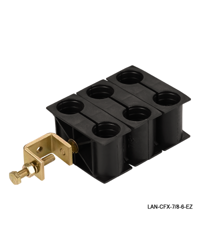 Комплект крепления для 6-ти коаксиальных кабелей диаметром 7/8, со струбциной LANMASTER LAN-CFX-7/8-6-EZ в Балашихе Аксессуары для стоек и шкафов Pintop.ru