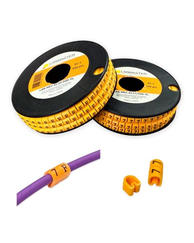 Клипса маркировочная на кабель диаметром 3.6–7.4 мм, символ -, 500 шт., желтая LANMASTER LAN-MCC-EC2-/500-YL в Балашихе Аксессуары для стоек и шкафов Pintop.ru