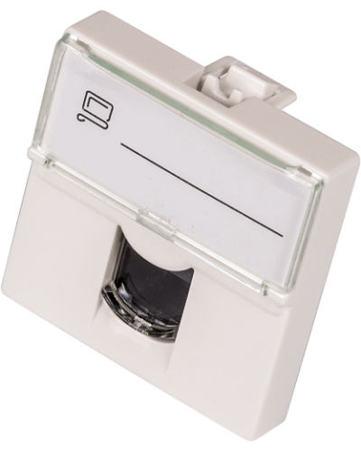 Вставка Mosaic 45x45, RJ-45 UTP, кат.6, со шторкой и увеличенным окном маркировки, белая LANMASTER LAN-SIP-23U6-WH в Балашихе Аксессуары для кабель-канала Pintop.ru