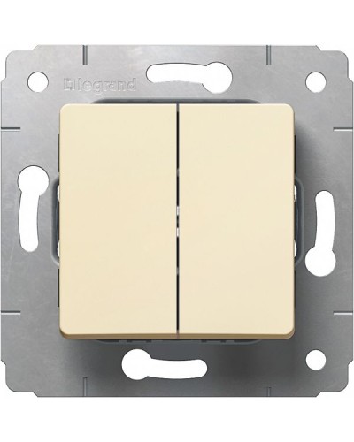 Выключатель двухклавишный автоматические клеммы 10 А 250 В слоновая кость Cariva Legrand 773758 в Балашихе Аксессуары для кабель-канала Pintop.ru