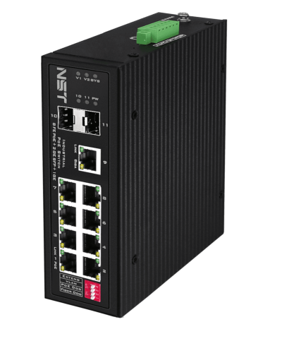 PoE коммутатор Fast Ethernet на 8 FE RJ45 PoE + 1 x GE RJ45 + 2 GE SFP порта NST NS-SW-8F3G-P/I в Балашихе Коммутаторы Pintop.ru