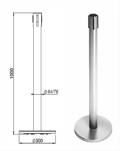Стойка ограждения передвижная с ремнем Oxgard Стойка ограждения передвижная с ремнем (5 метров черный) (ВЗР2387.01) в Балашихе Ограждения Pintop.ru