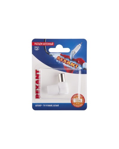 Разъем антенный, штекер TV угловой, RG-6, белый, 1 шт, REXANT 06-0014-A в Балашихе Коннекторы и разъемы Pintop.ru