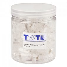 Коннектор RJ45 UTP 8P8C, универсальный, cat.5e, 100 шт. в банке TWT-PL45-8P8C/JR100