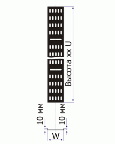 Лоток вертикальный кабельный для шкафов 18U, шириной 200 мм, черный TWT TWT-CB-CTR-18U-2 в Балашихе Кабельные лотки Pintop.ru