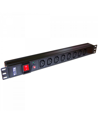 Блок розеток 19, 1-фазный с выкл. 10A / 250V, 8xC13, без шнура питания, разъем C14 TWT (TWT-PDU19-10A8C3) в Балашихе Блоки розеток Pintop.ru