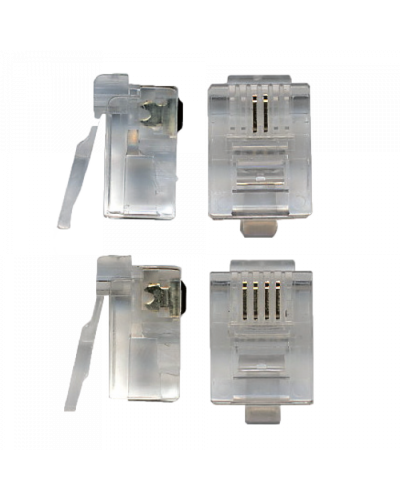 Коннектор телефонный RJ11, 4P4C, 100 шт. TWT (TWT-PL11-4P4C/100) в Балашихе Коннекторы и разъемы Pintop.ru