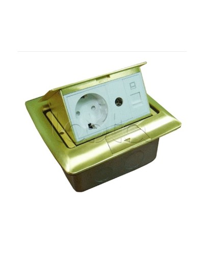 Люк встраиваемый на 1,5 модуля (45х45 мм) с коробкой, латунь, IP44 Экопласт 70023 в Балашихе Системы лючков и колонн Pintop.ru