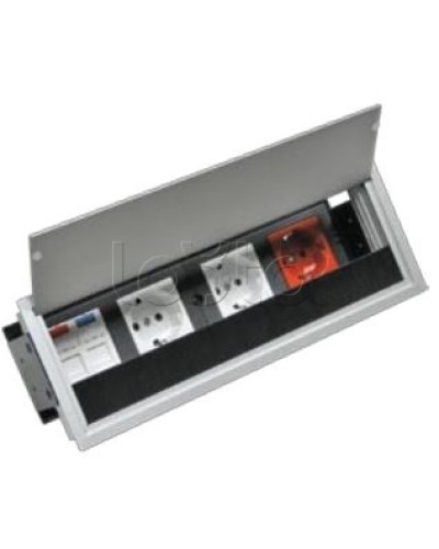 Люк настольный встраиваемый на 4 модулей (45х45мм) с крышкой, алюминий IP20 Экопласт 70044 в Балашихе Системы лючков и колонн Pintop.ru