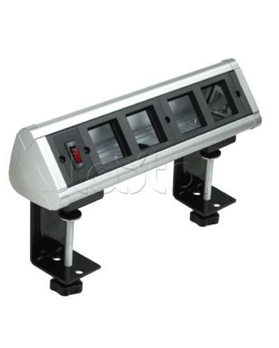 Блок настольный с выключателем нагрузки на 4 модуля (45х45мм) на струбцинах (алюминий) Экопласт 70314 в Балашихе Аксессуары для кабель-канала Pintop.ru