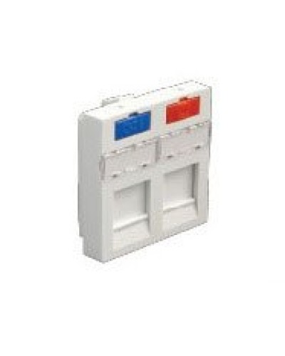 Лицевая панель (накладка) информационной розетки, 45х45 мм, 2 входа Экопласт (87002) в Балашихе Розетки компьютерные и телефонные Pintop.ru