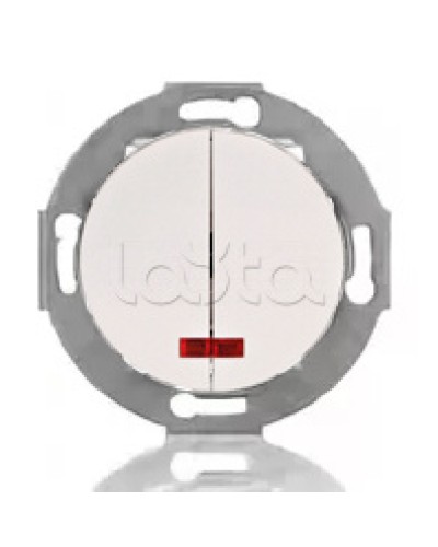 Выключатель двухклавишный Экопласт (схема 5L) с индикатором 10 A, 250 B (белый) Vintage в Балашихе Розетки компьютерные и телефонные Pintop.ru