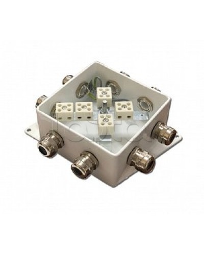 Коробка монтажная огнестойкая Гефест КМ-О (10к)-IP66-120х120, шесть вводов в Балашихе Распределительные коробки Pintop.ru