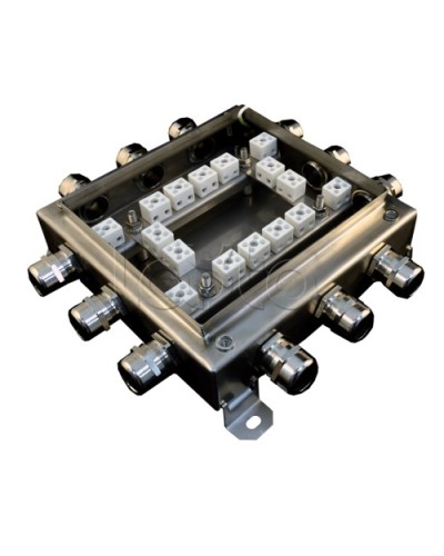 Коробка монтажная огнестойкая Гефест КМ-О (32к*6,0)-IP66 2020нерж, 12 вводов 200х200х60 в Балашихе Распределительные коробки Pintop.ru