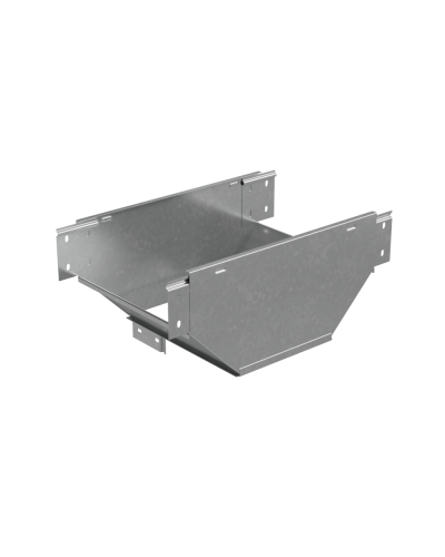 Т-ответвитель переходник 100х150-100 мм верт. c разворотом трассы на 90 гр. ПЛЮС (нижняя часть меньше исходной) HD85 КМ-профиль (TDPSplus90-100-150-100 HD85) в Балашихе Аксессуары для лотков Pintop.ru