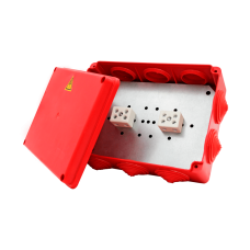 Коробка распределительная огнестойкая КРОПС-П5, IP54, габаритные размеры 190х140х70 мм, для кабелей сечением до 6 мм2, 4 клеммы КМ-Профиль (FRJB-KM-P5-6-04-КРОПС-IP54)