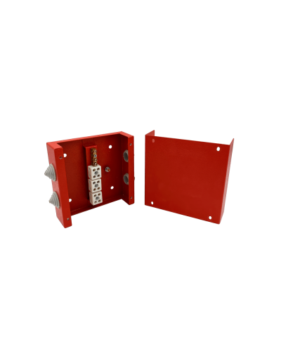 Коробка распределительная огнестойкая КРОПС, IP65, габаритные размеры 100х100х60 мм, для кабелей сечением до 2,5 мм2, 4 клеммы КМ-Профиль (FRJB-KM-ST4-2.5-04-КРОПС-IP65) в Балашихе Распределительные коробки Pintop.ru