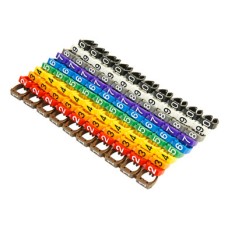 Маркеры на кабель, защелкивающиеся D 4-5,5мм, "0"-"9", 10 цветов (100 шт.) (MR-55) Пожтехкабель СКС (202-034)