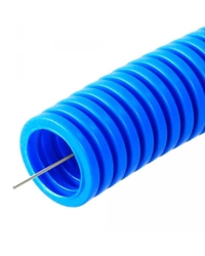 Труба гофрированная ПП тяжёлая 750 Н не распространяющая горение с/з синяя д32 (25м/1375м/ уп/пал) Промрукав PR02.0082 в Балашихе Труба гофрированная Pintop.ru