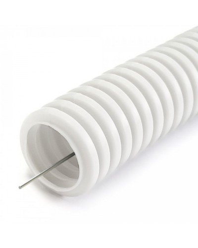 Труба гофр ПЛЛ тяжелая безгалогенная (HF) негорючая (НГ) белая с/з d20 мм (50м/уп) Промрукав (PR02.0398) в Балашихе Труба гофрированная Pintop.ru
