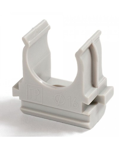 Крепёж-клипса для труб д16 безгалогенная (HF) атмосферостойкая серая (100шт/2000шт уп/кор) Промрукав (PR13.0344) в Балашихе Держатели, клипсы, скобы Pintop.ru