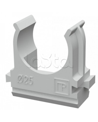 Крепёж-клипса для труб д25 безгалогенная (HF) атмосферостойкая серая (100шт/1000шт уп/кор) Промрукав (PR13.0346) в Балашихе Держатели, клипсы, скобы Pintop.ru