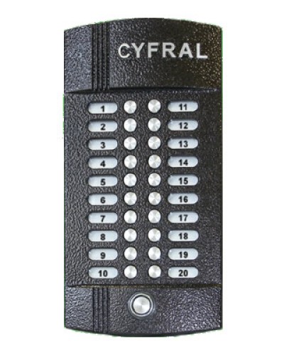 Блок вызова аудиодомофона на 20 абонентов Цифрал M-20M/T в Балашихе Блоки вызова многоабонентные Pintop.ru