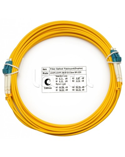 Шнур оптический duplex LC-LC 9/125 SM 1 м LSZH Cabeus FOP(d)-9-LC-LC-5M в Балашихе Патч-корды оптические Pintop.ru
