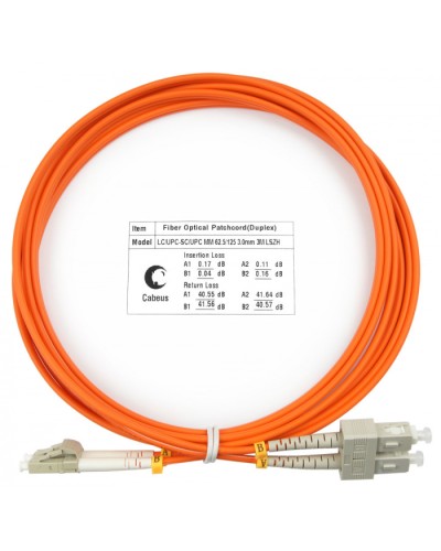 Шнур оптический duplex LC-SC 62,5/125 mm 3м LSZH Cabeus FOP-62-LC-SC-3m в Балашихе Патч-корды оптические Pintop.ru