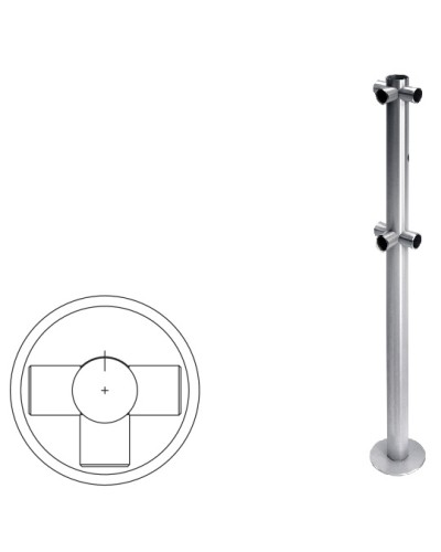Стойка ограждения Т-образная с отверстием под фиксатор (антик серебро) Oxgard в Балашихе Ограждения Pintop.ru