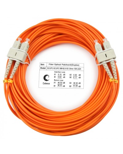 Шнур оптический duplex SC-SC 62,5/125 mm 20м LSZH Cabeus FOP-62-SC-SC-20m в Балашихе Патч-корды оптические Pintop.ru