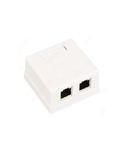 Розетка компьютерная RJ-45 (8P8C), категория 5e, двойная, внешняя (настенная), Dual IDC, экранированная, белая в Балашихе Розетки компьютерные и телефонные Pintop.ru